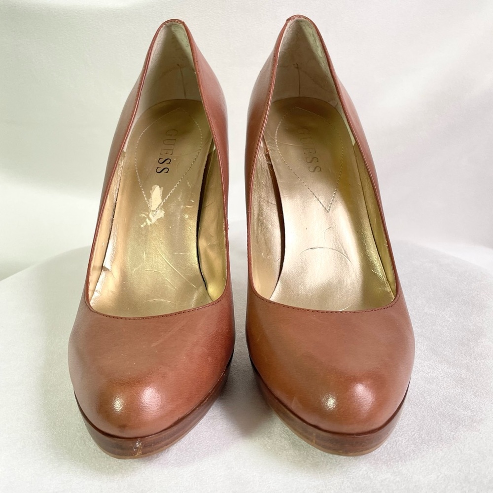 Guess 4.5 inch Tan Vegan Leather Heel Size 9.5